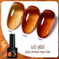 LILYCUTE 7ML Jelly Amber Gel Nail Polish - Semi Permanent UV Gel with Leopard Pattern Effect