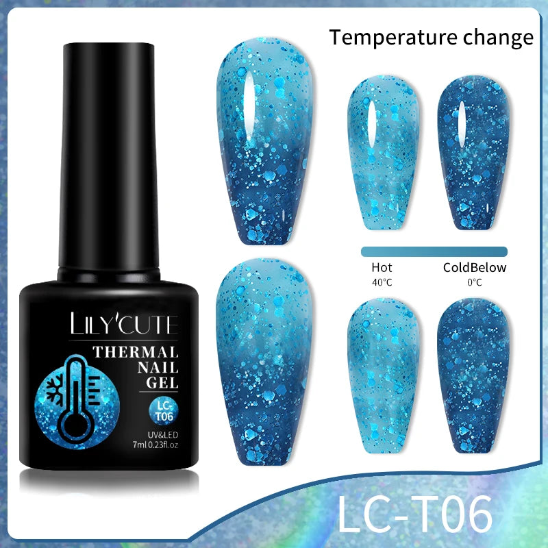 LILYCUTE 7ML Thermal Gel Nail Polish - Ultra-Thin Temperature Color Changing UV Gel