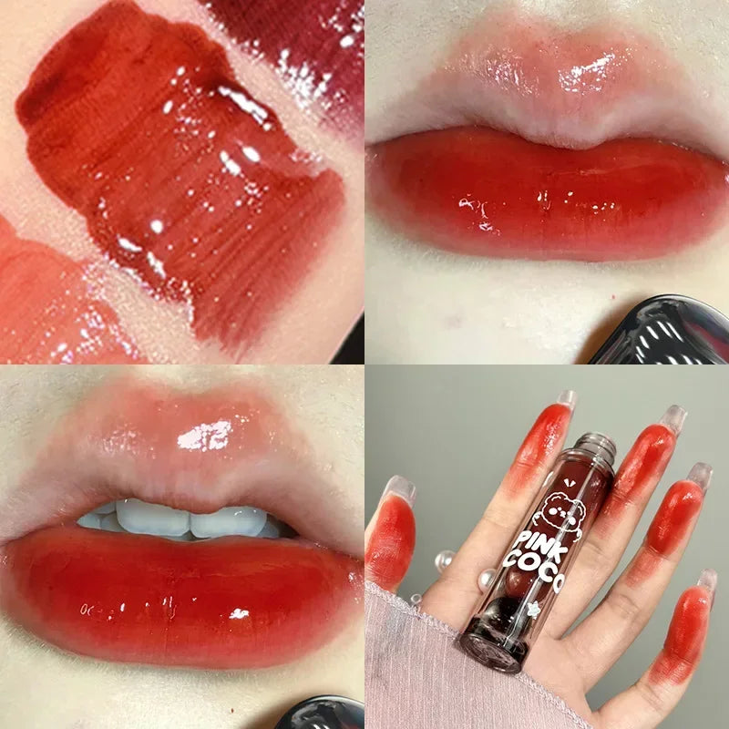 Mirror Glass Lip Tint - Punk Dark Red Lip Glaze Water Light Clear Lipstick