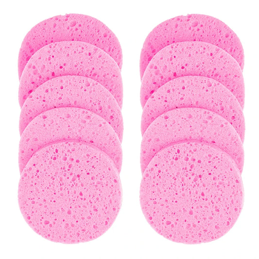 Natural Wood Pulp Makeup Remover Sponge - 5 or 10 Piece Round Facial Cleansing Puff Set