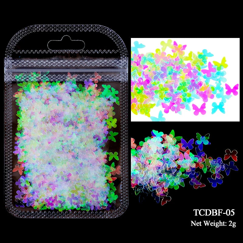 Holographic Nail Art Glitter - 2g Laser Star & Butterfly Sequins Flakes