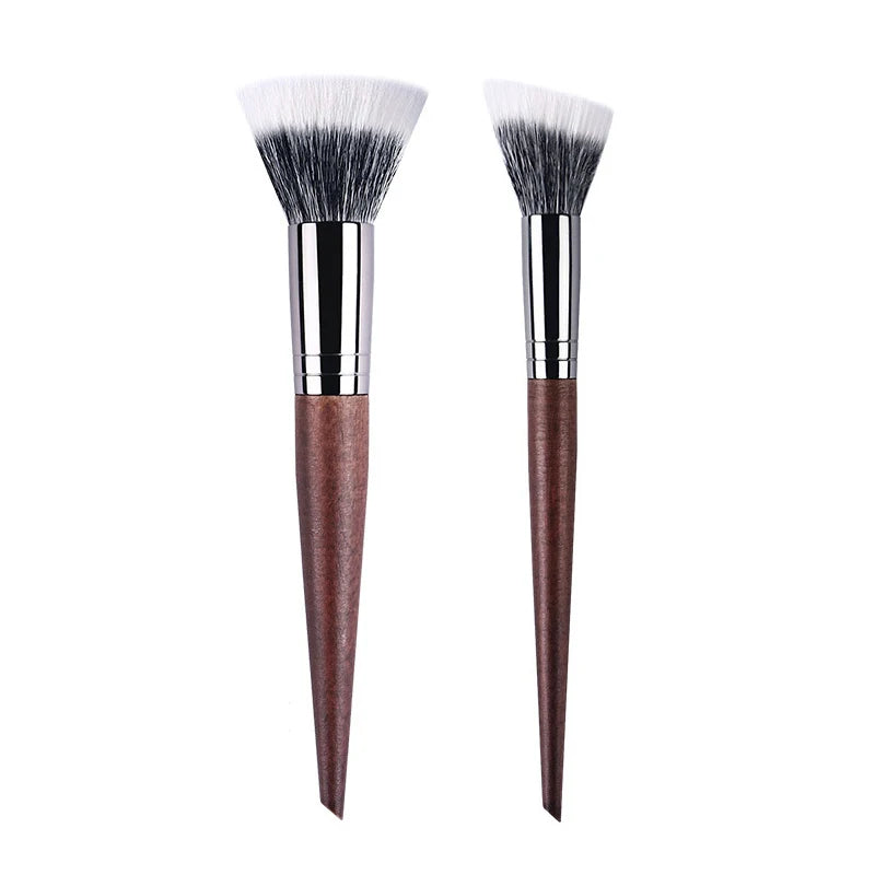 Professional Makeup Brushes - Natural Wood Goat Hair Powder Contour Stippling Blush Brush
