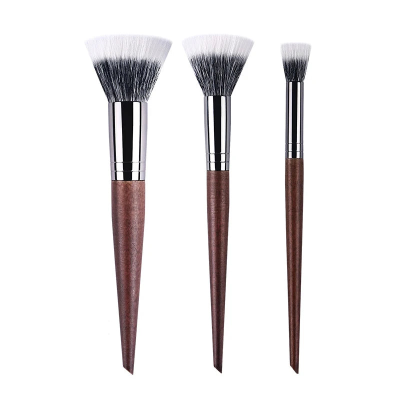 Professional Makeup Brushes - Natural Wood Goat Hair Powder Contour Stippling Blush Brush