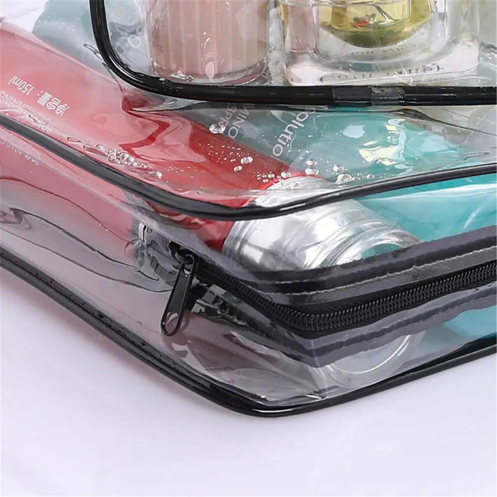 Waterproof Transparent Cosmetic Bag - Clear Toiletry Storage Pouch with Zipper