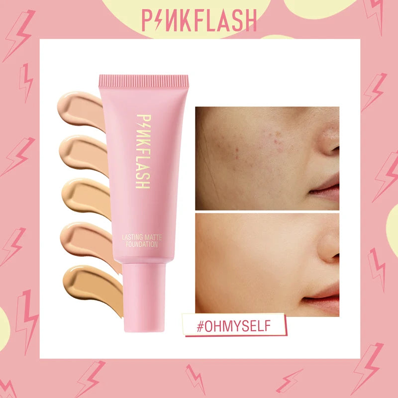 PINKFLASH Makeup Foundation - Full Concealer Smooth Oil Control Matte Base