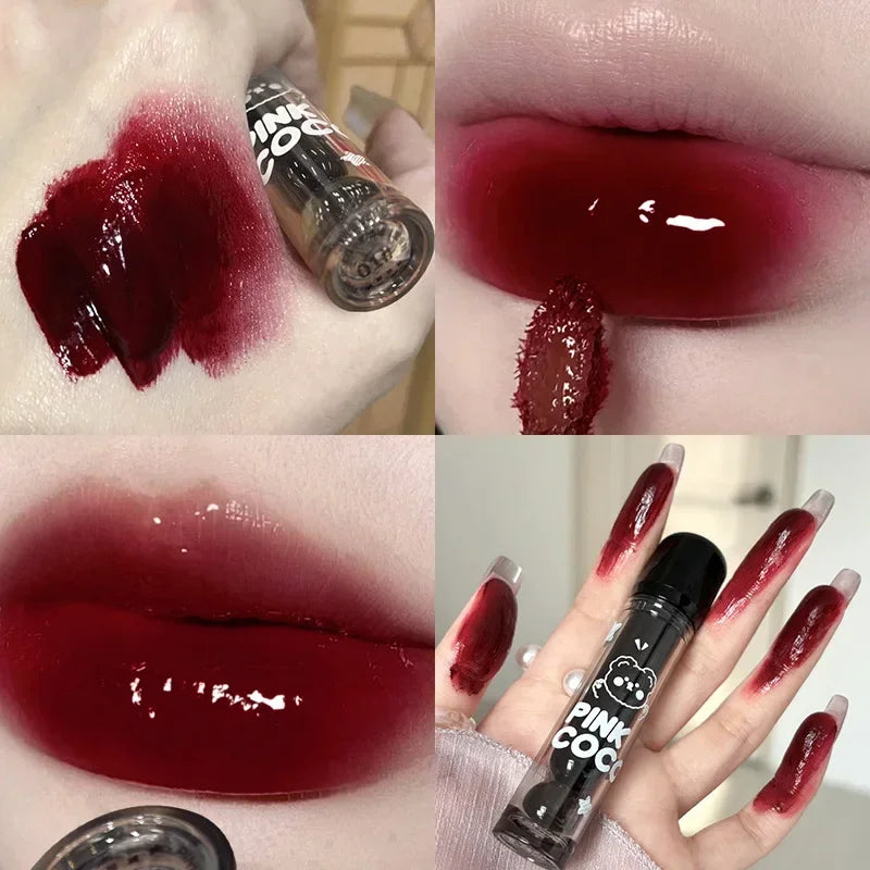 Mirror Glass Lip Tint - Punk Dark Red Lip Glaze Water Light Clear Lipstick