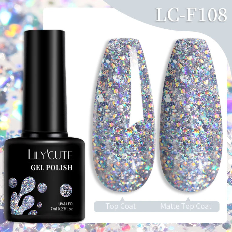 LILYCUTE 7ml 9D Cat Magnetic Gel Nail Polish - Iridescent Semi Permanent UV LED Gel Varnish