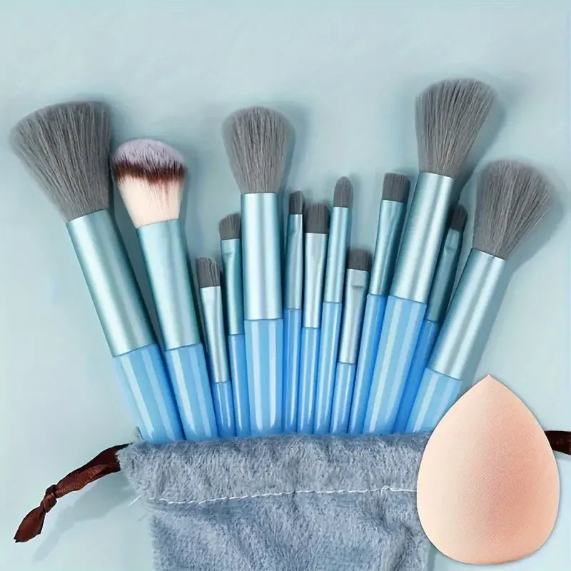 13 Piece Makeup Brush Set - Soft Fluffy Eye Shadow Foundation Blush Highlighter Collection