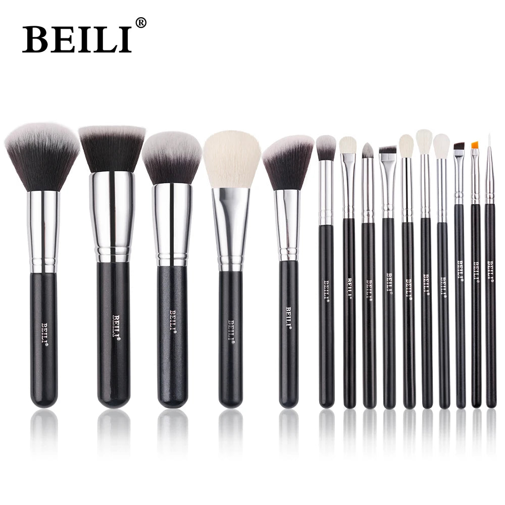 BEILI Black Makeup Brush Set - 30 Piece Professional Natural Goat Fiber Hair Set