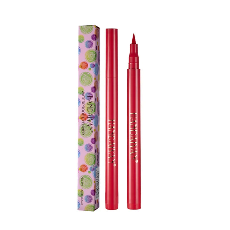 Waterproof Rainbow Matte Colorful Liquid Eye Liner Pencil - White Pink Long-Lasting