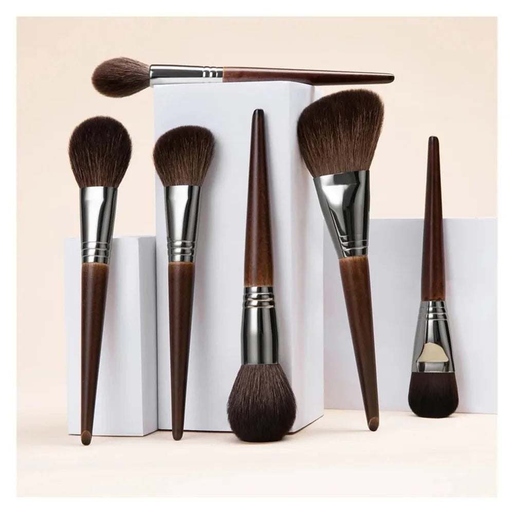 Natural Goat Hair Makeup Brush Set - 14 Piece Professional Collection with Case