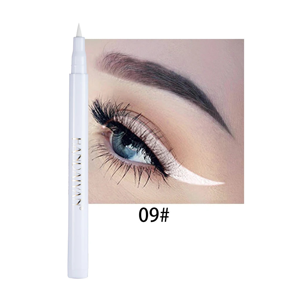 Waterproof Rainbow Matte Colorful Liquid Eye Liner Pencil - White Pink Long-Lasting