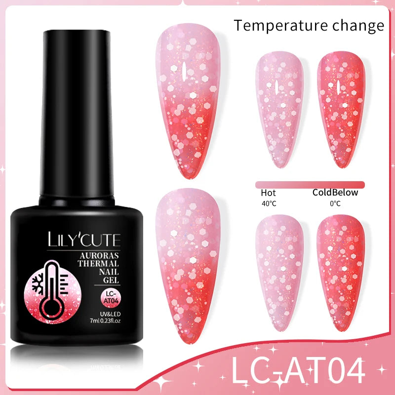 LILYCUTE 7ML Thermal Gel Nail Polish - Ultra-Thin Temperature Color Changing UV Gel