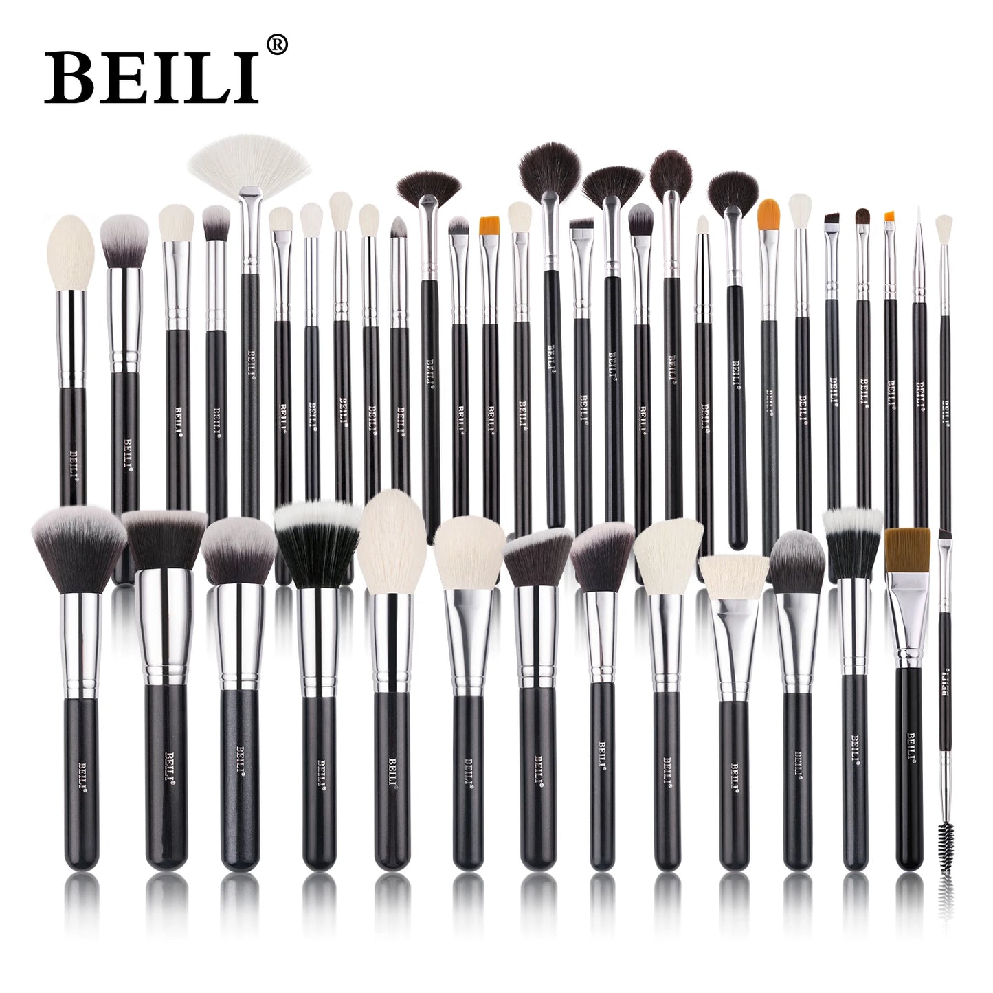 BEILI Black Makeup Brush Set - 30 Piece Professional Natural Goat Fiber Hair Set