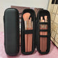Waterproof Black Makeup Brush Case - Double Zipper Travel Holder