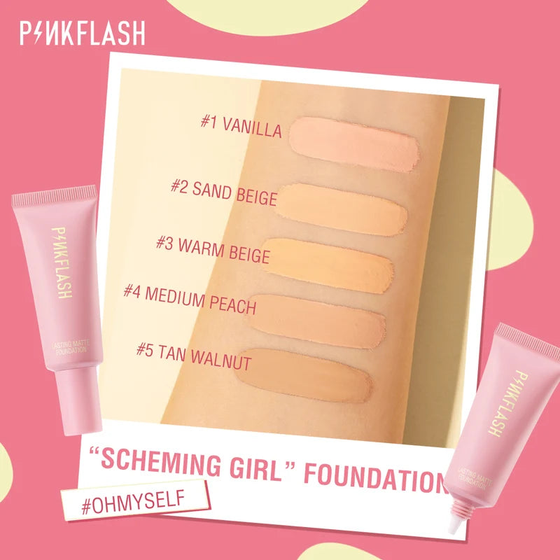 PINKFLASH Makeup Foundation - Full Concealer Smooth Oil Control Matte Base