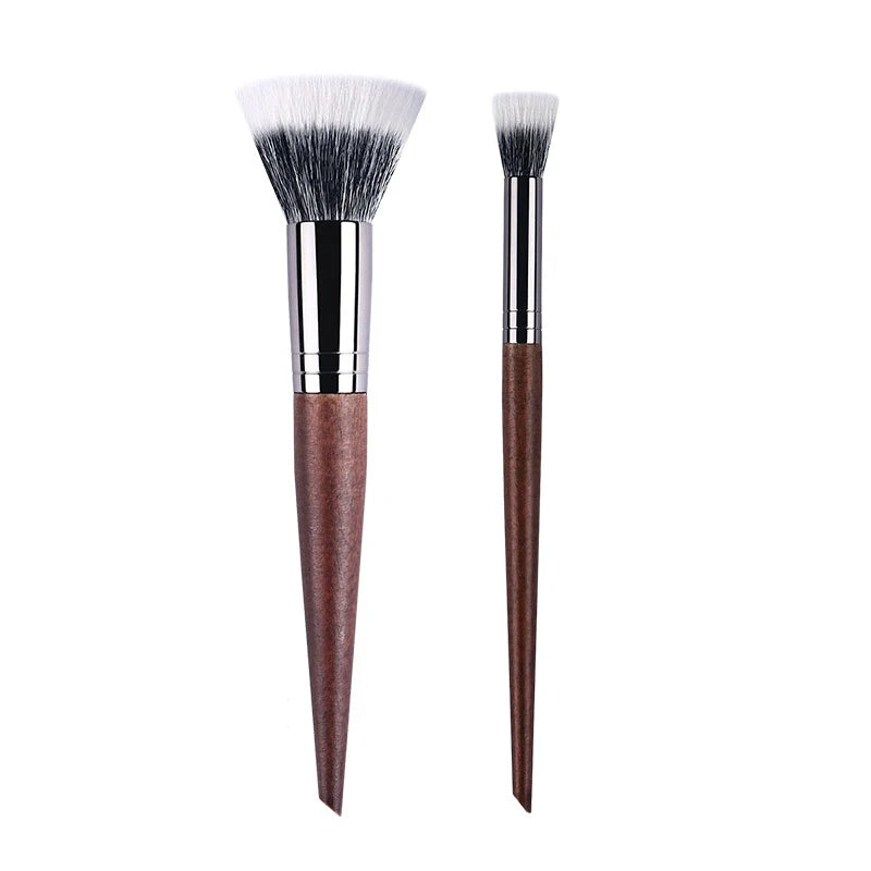Professional Makeup Brushes - Natural Wood Goat Hair Powder Contour Stippling Blush Brush