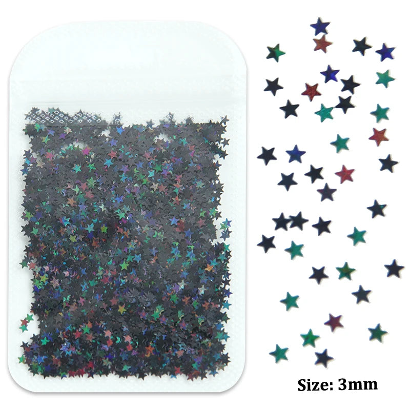 Holographic Nail Art Glitter - 2g Laser Star & Butterfly Sequins Flakes