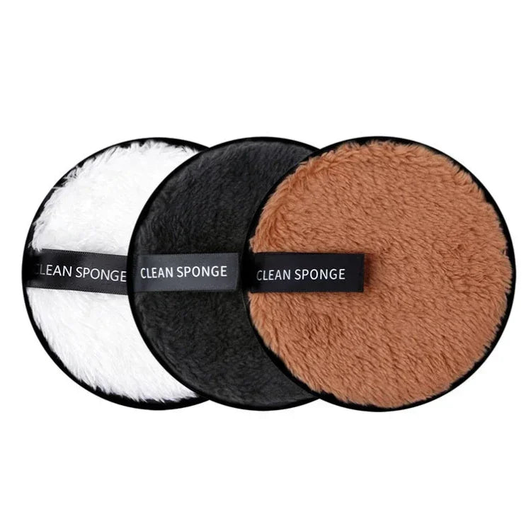 3 Piece Reusable Makeup Remover Pads - Microfiber Washable Face Cleansing Sponge