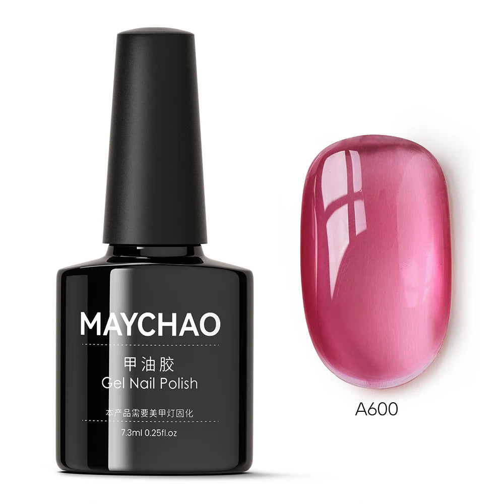MAYCHAO Transparent Jelly Gel Nail Polish - 7.3ml Semi-Permanent UV LED Gel Varnish