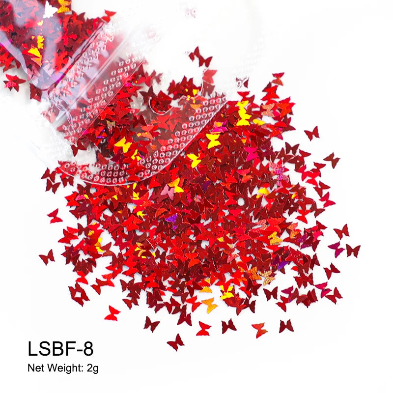 Holographic Nail Art Glitter - 2g Laser Star & Butterfly Sequins Flakes