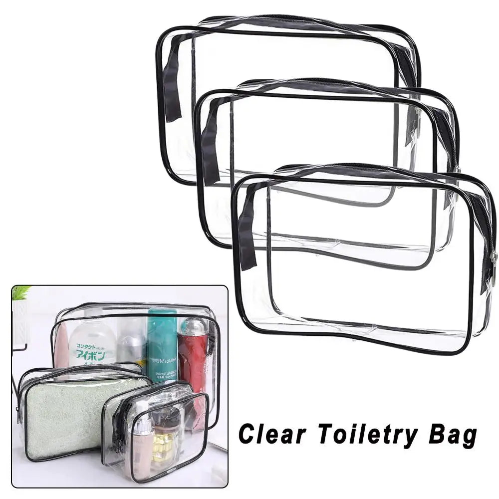 Waterproof Transparent Cosmetic Bag - Clear Toiletry Storage Pouch with Zipper