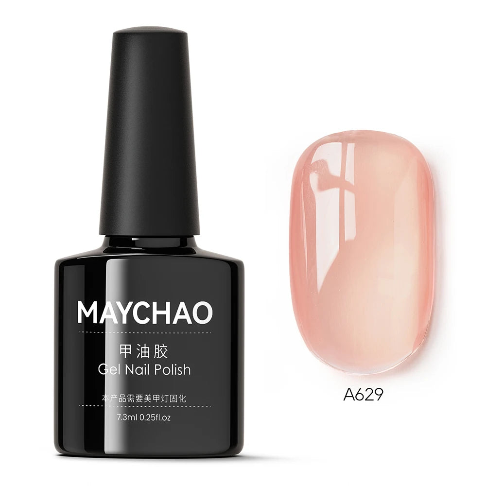 MAYCHAO Transparent Jelly Gel Nail Polish - 7.3ml Semi-Permanent UV LED Gel Varnish