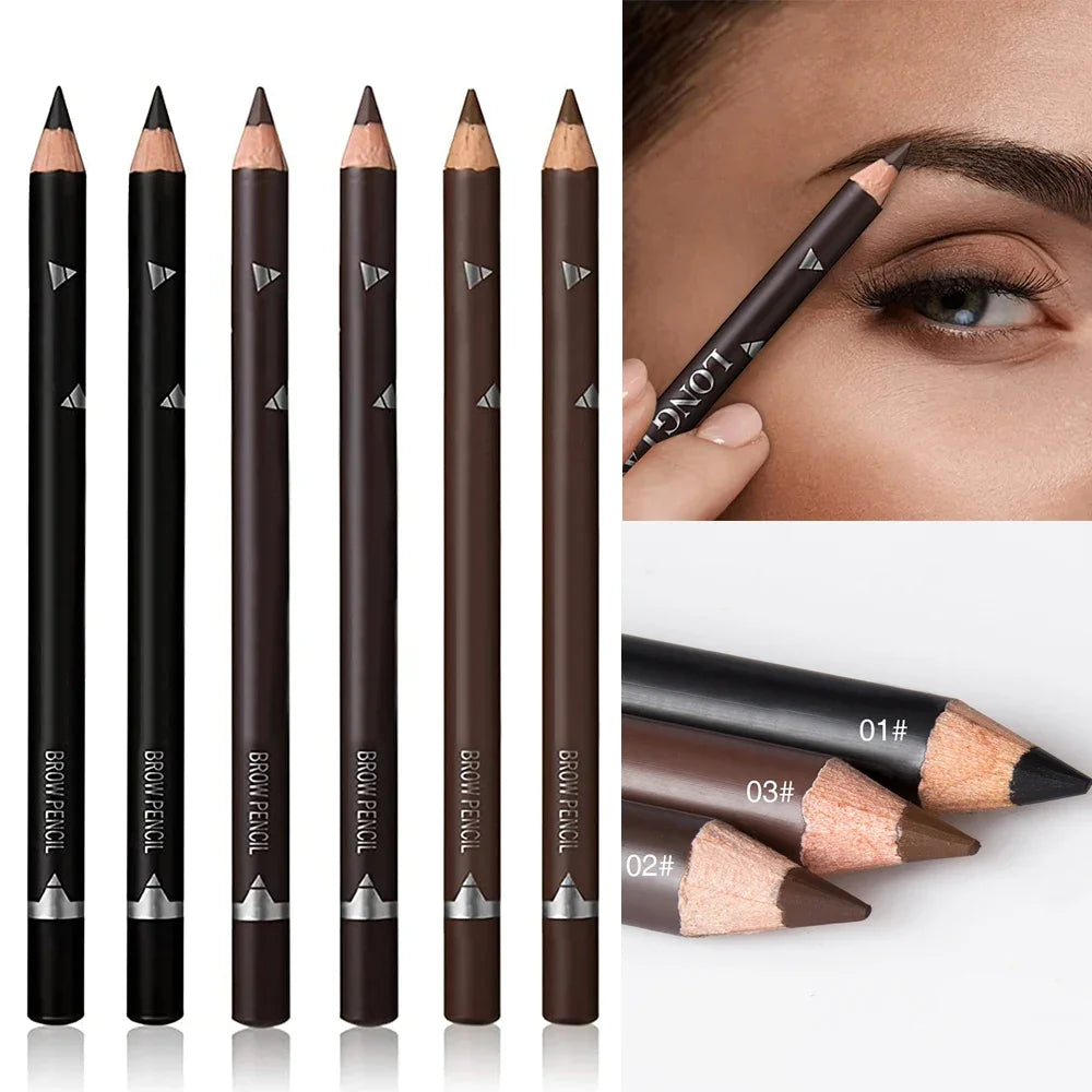6 or 12 Piece Eye Brow Pencil Set - Waterproof Professional Natural Black Brown
