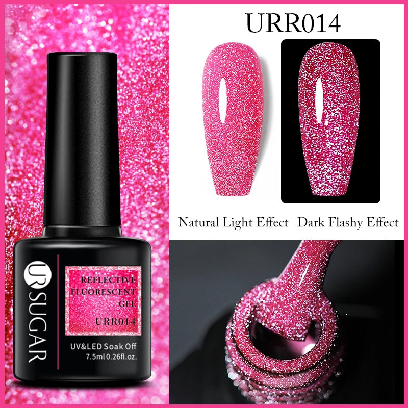 UR SUGAR 7.5ml Reflective Glitter Gel - Pink Sequins Nail Polish Semi-Permanent