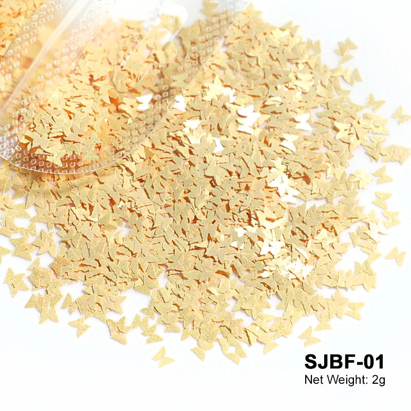 Holographic Nail Art Glitter - 2g Laser Star & Butterfly Sequins Flakes