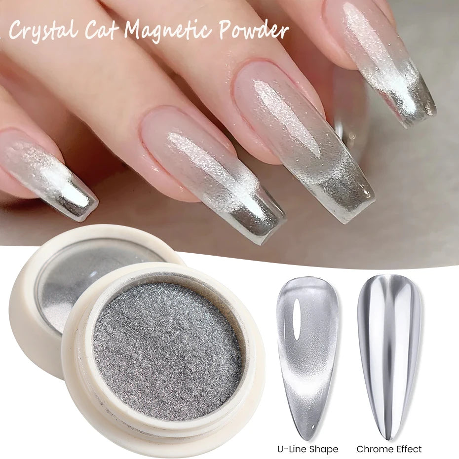 Aurora Cat Magnetic Nail Powder - Chrome Pigment Metallic Chameleon Effect Glitter