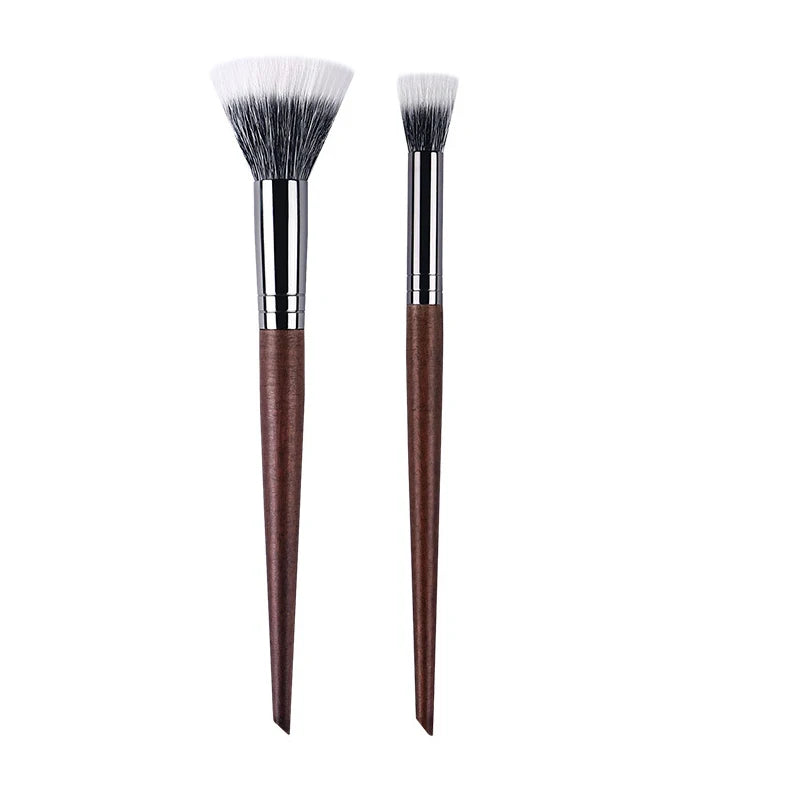 Professional Makeup Brushes - Natural Wood Goat Hair Powder Contour Stippling Blush Brush