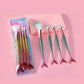 4pcs Gradient Mermaid Makeup Brushes Kit - Foundation Eyebrow Eyeliner Cosmetic Set