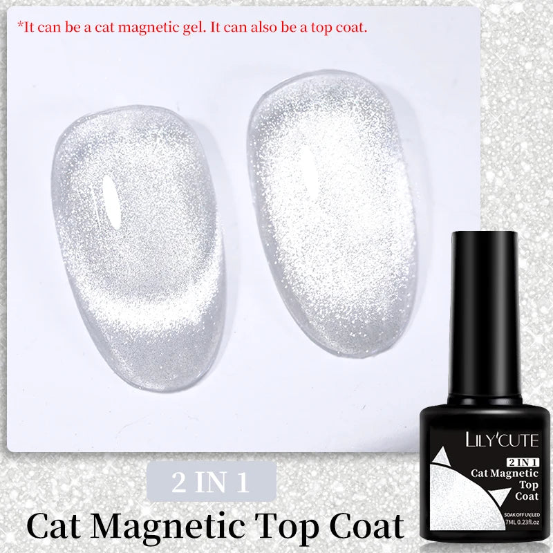 LILYCUTE 7ml 9D Cat Magnetic Gel Nail Polish - Iridescent Semi Permanent UV LED Gel Varnish