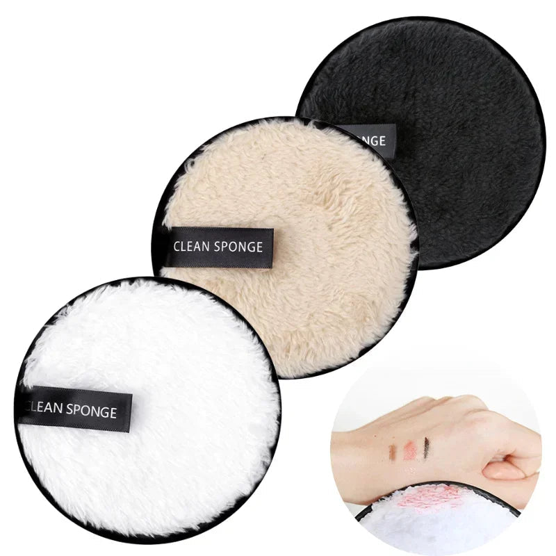 3 Piece Reusable Makeup Remover Pads - Microfiber Washable Face Cleansing Sponge