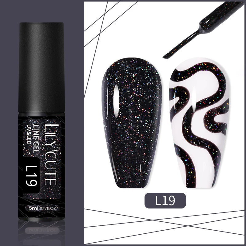LILYCUTE 5ML Reflective Glitter Liner Gel - Champagne Sparkling Lines Painting Gel