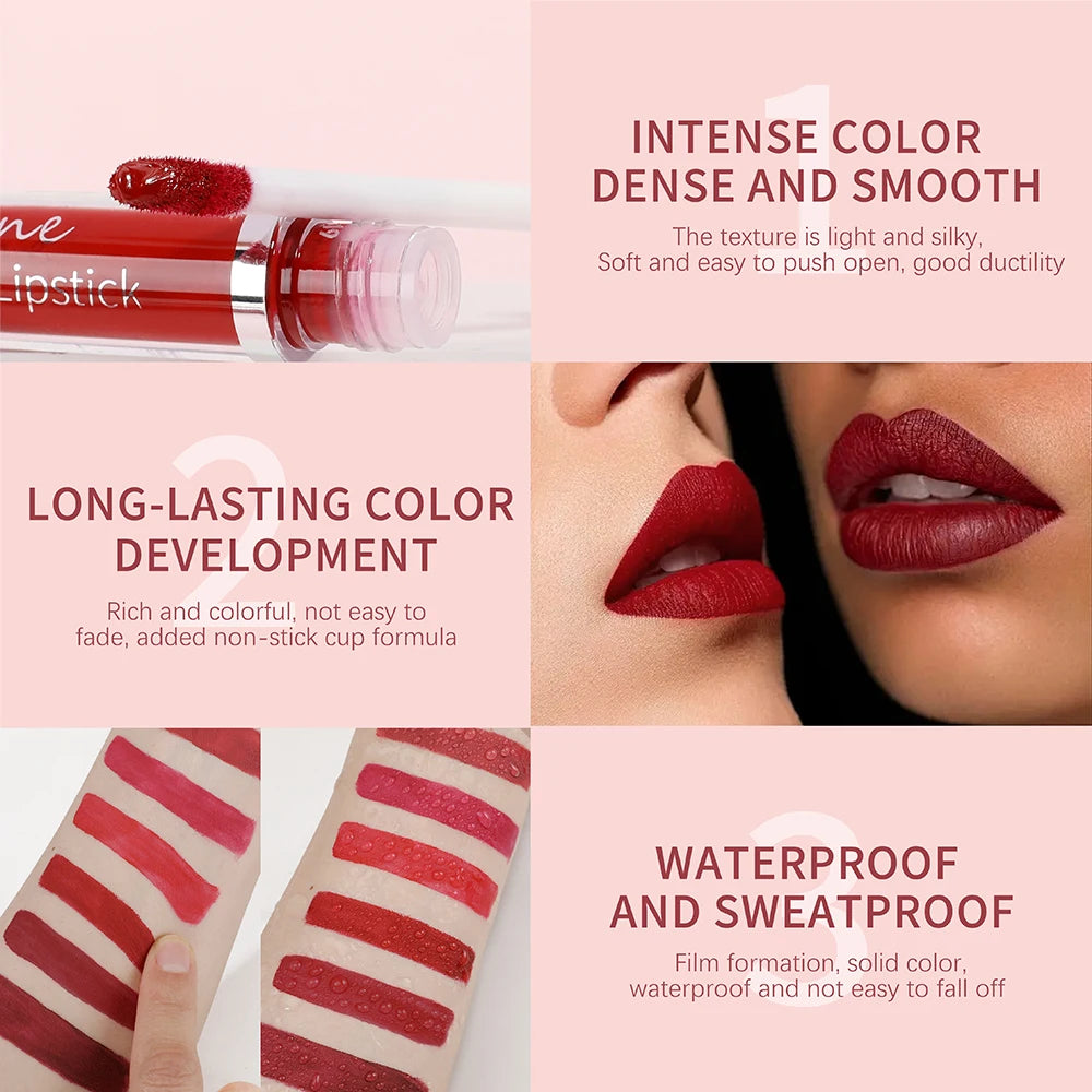 Matte Liquid Lipstick - Waterproof Velvet Lip Glaze Long-Lasting Moisturizing