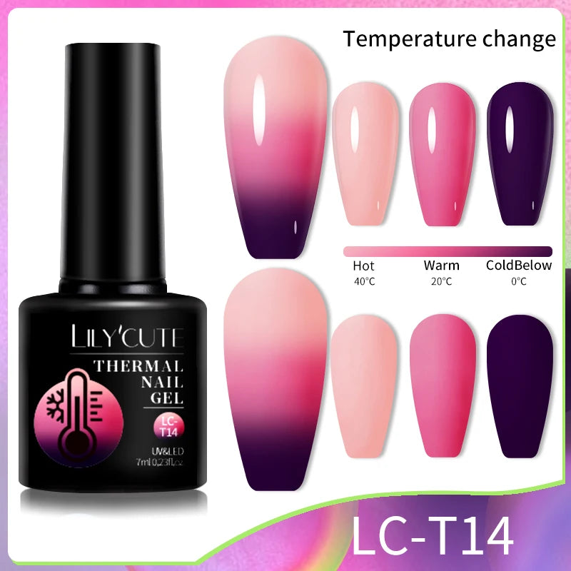 LILYCUTE 7ML Thermal Gel Nail Polish - Ultra-Thin Temperature Color Changing UV Gel