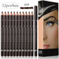 6 or 12 Piece Eye Brow Pencil Set - Waterproof Professional Natural Black Brown