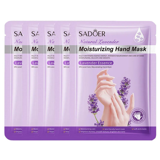 Lavender Hand Mask Spa Gloves - Moisturizing & Exfoliating Treatment (5 Pack)