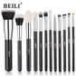BEILI Black Makeup Brush Set - 30 Piece Professional Natural Goat Fiber Hair Set