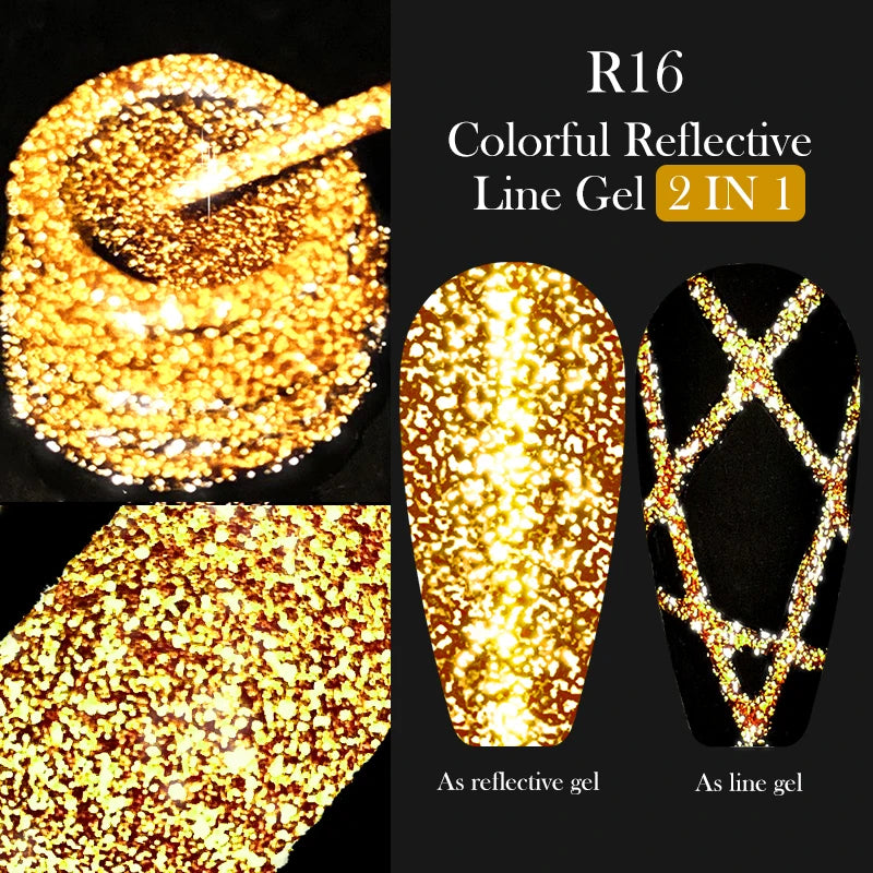 LILYCUTE 5ML Metallic Painting Liner Gel - Super Bright Gold Silver Mirror Drawing Gel