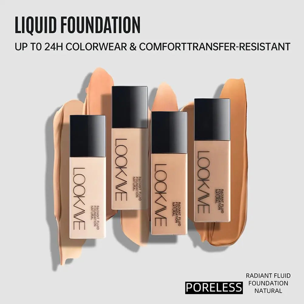 LOOKAVE Liquid Foundation - Long Lasting Full Coverage Natural Matte Moisturizing