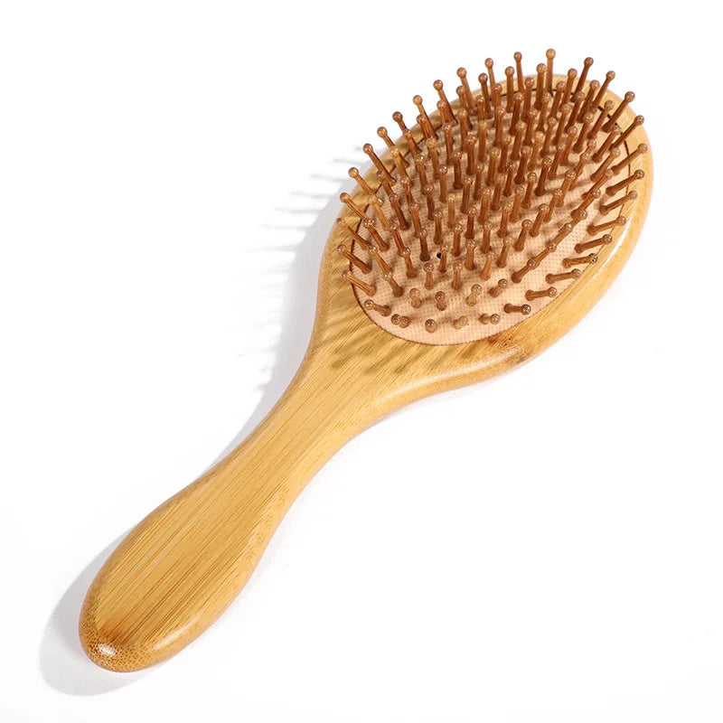 Bamboo Hair Brush with Air Cushion - Anti-Static Scalp Massage Comb to Reduce Hair Loss