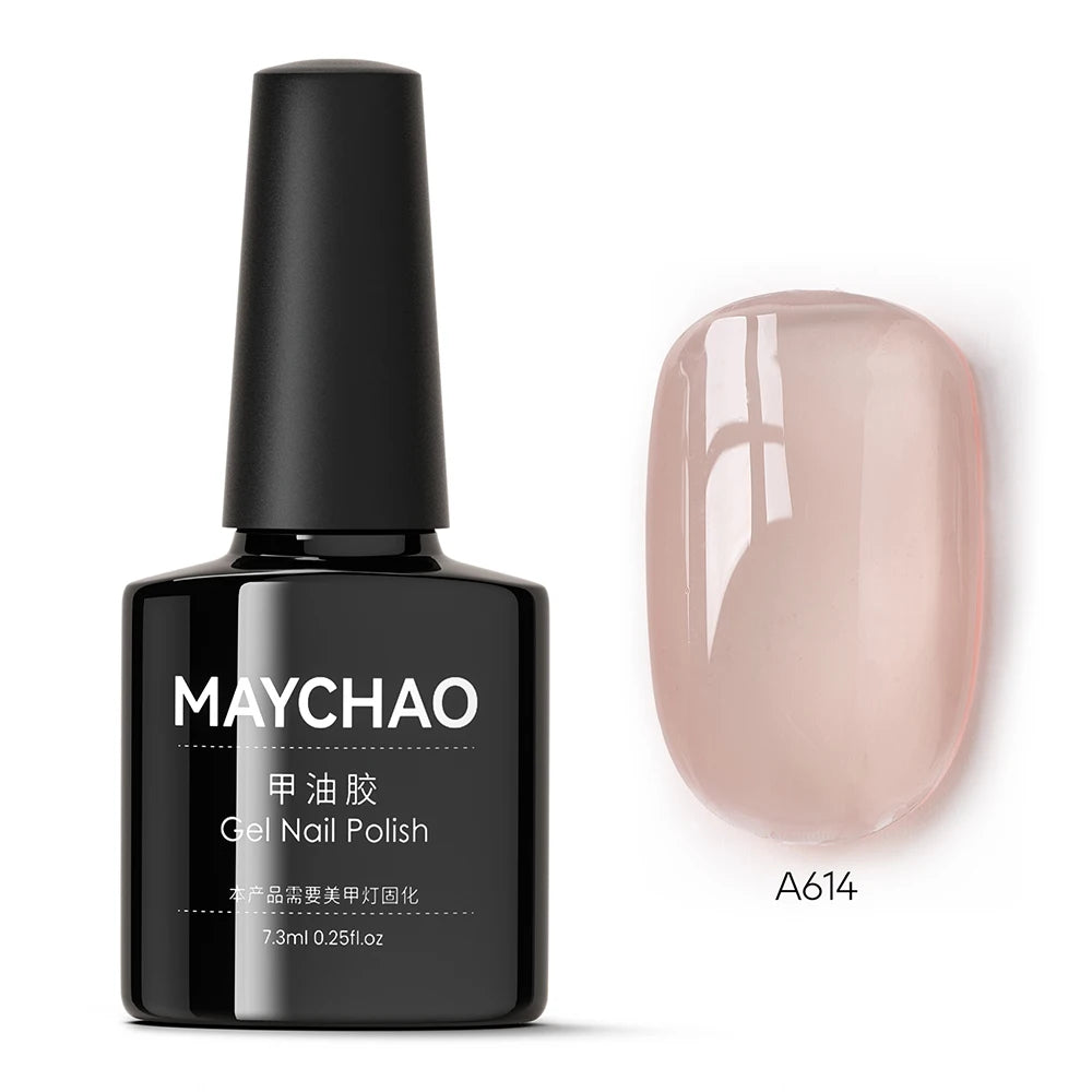 MAYCHAO Transparent Jelly Gel Nail Polish - 7.3ml Semi-Permanent UV LED Gel Varnish